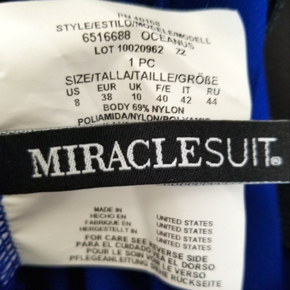 Miraclesuit One Piece Swimsuit Oceanus NWT Purple Molded Cups Crisscross Ruching - Picture 9 of 11